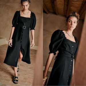 New Sezane Robe Winona Noir Linen Dress​​